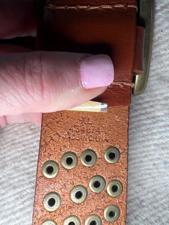 CALVIN KLEIN Brown Leather Brass Studded Belt L-XL $75 EUC KL main image 7